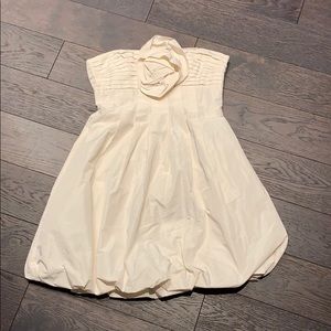 White mini dress with big flower by BCBG